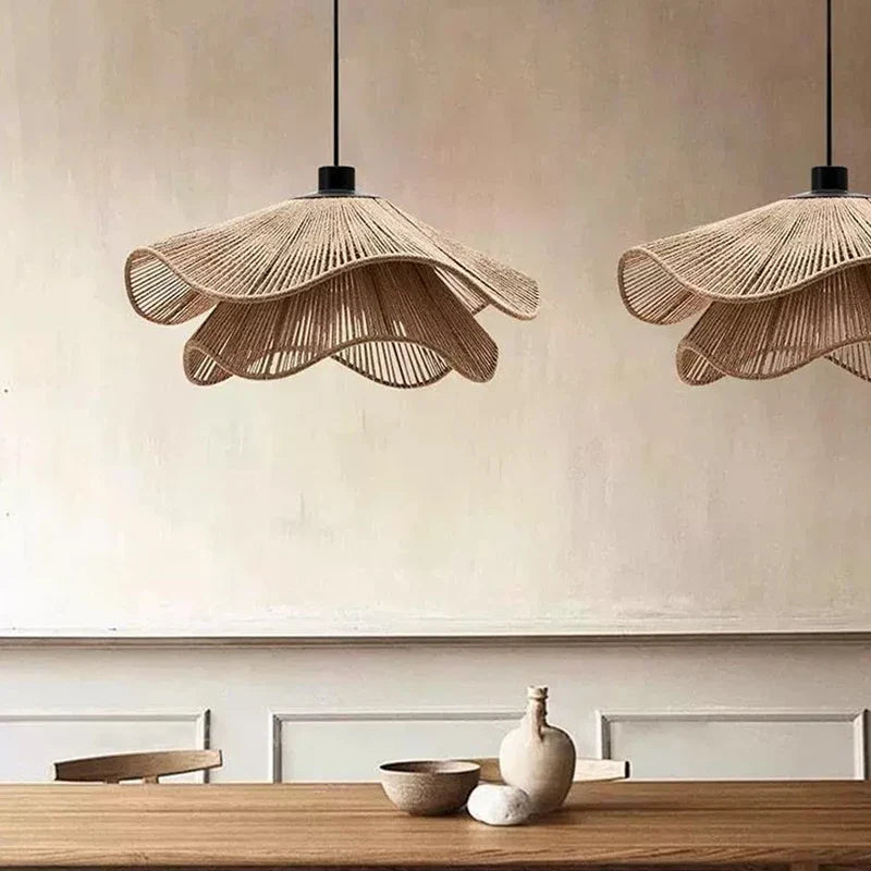 Nordic LED Pendant Lamp White Fabric Flower Chandelier Living Room Bedroom Decor