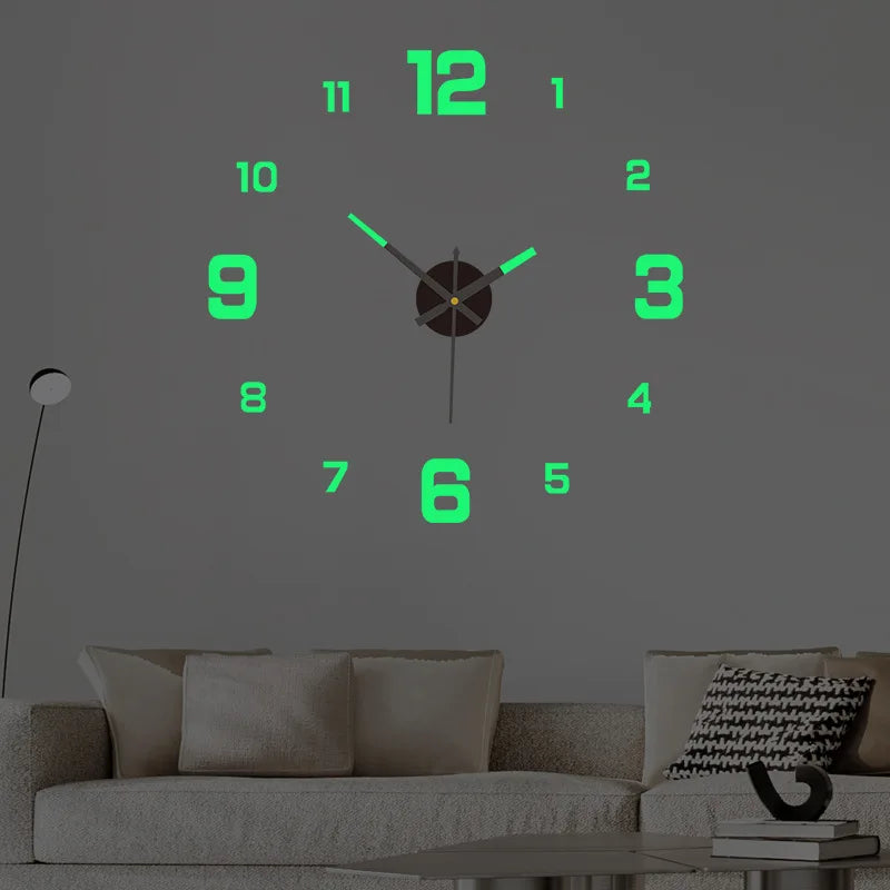 Luminous Digital Wall Clock Silent LED 3D DIY Modern Bedroom Living Room Decor