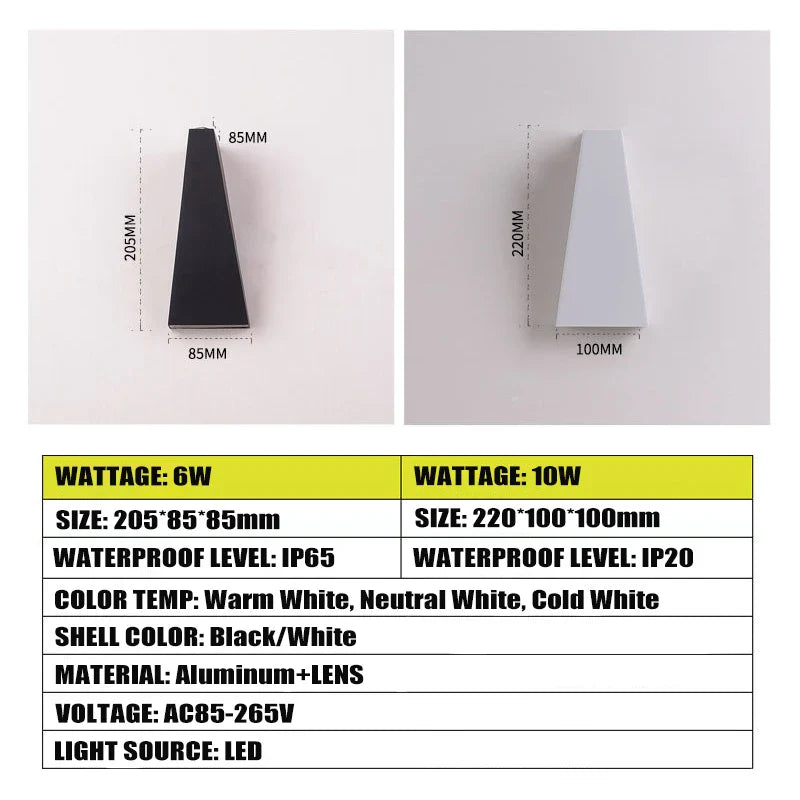 IP65 Waterproof LED Outdoor Wall Sconce Aluminum Porch Garden Modern Light