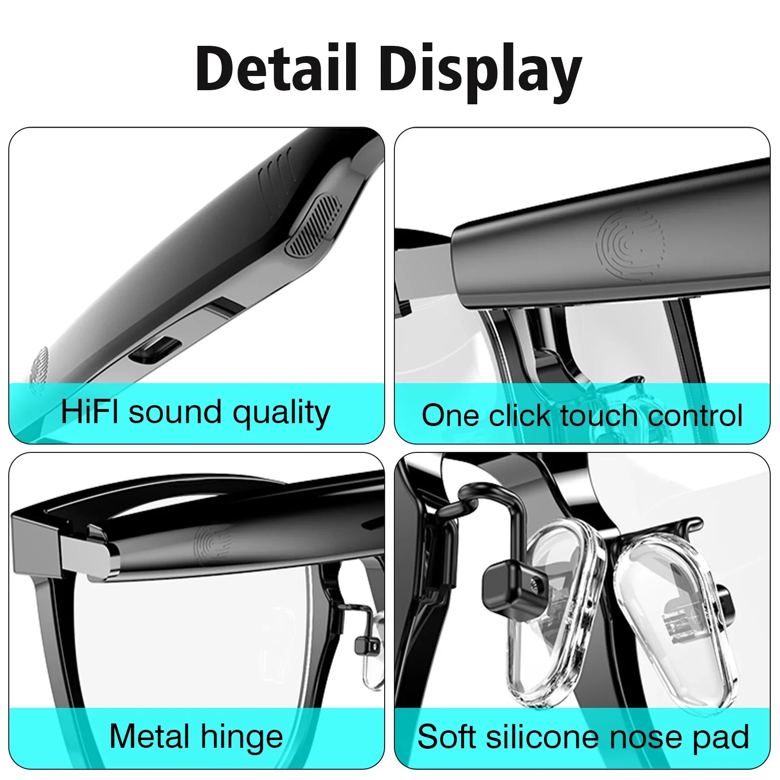 Wireless Smart Glasses with Bluetooth Music & Calling for Android iOS Tech