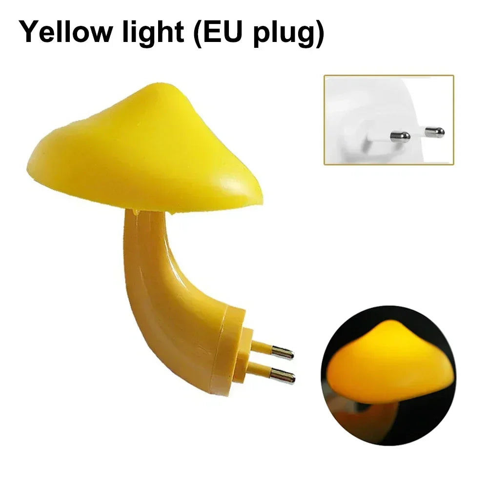 Mushroom LED Night Light Auto Sensor Wall Lamp Kids Bedroom Bedside US Plug Decor