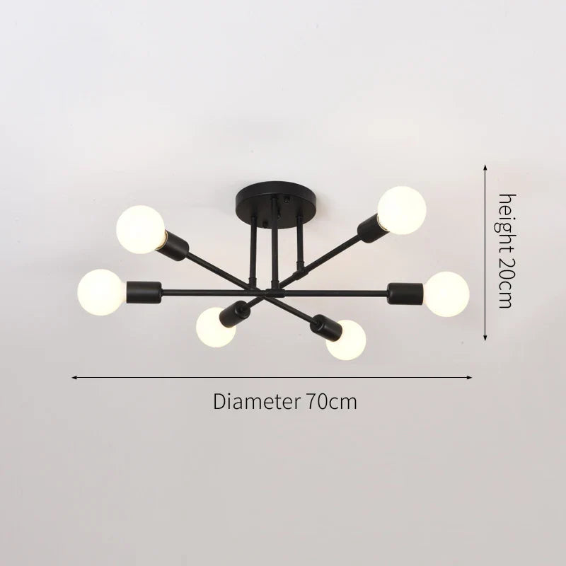 Modern Luxury Branch Chandelier – 6-Speed E27 Ceiling Light for Living Room