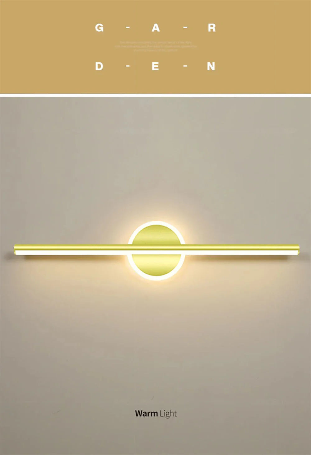 LED Mirror Front Wall Light – 40/60cm Gold Black Indoor Lamp for Bathroom & Bedroom