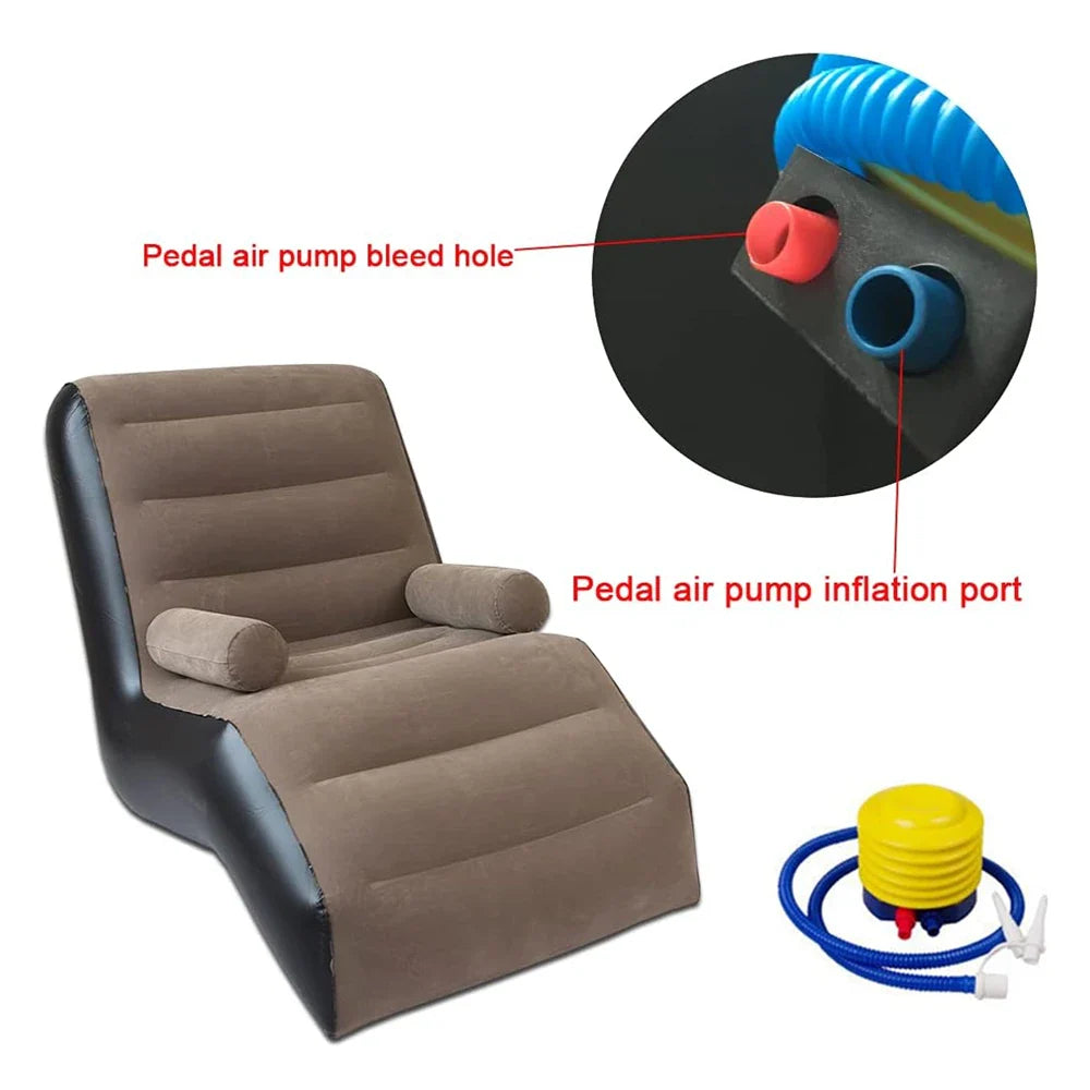 Folding Lazy Sofa Inflatable Lounge Chair Thick Durable Gaming Lounger Air Bed Seat