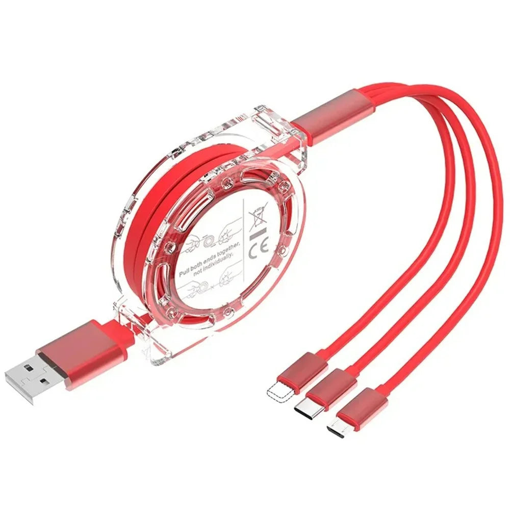3-in-1 USB Cable – Fast Charging iPhone, Type-C & Micro USB for Android Devices