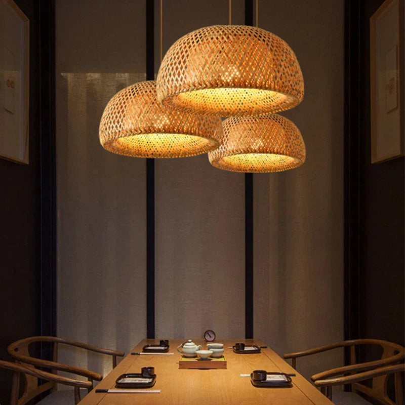 Handwoven Chinese Bamboo Pendant Lamp – Woven Hanging Light for Restaurant & Home