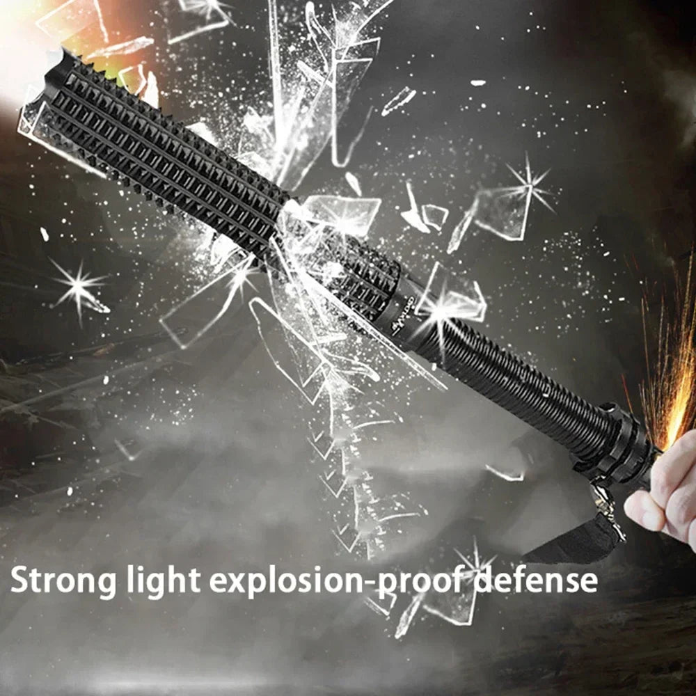 Aluminum Alloy LED Flashlight with Telescopic Handle and Zoom Beam Function