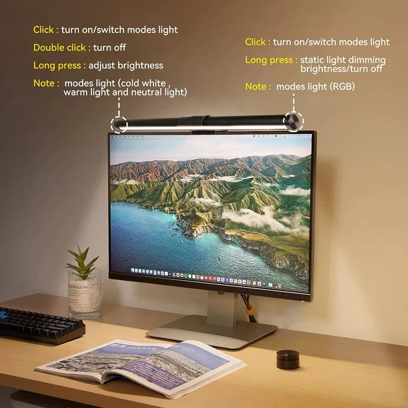 LED Monitor Light Bar USB Stepless Dimming Desk Lamp Screen Backlight Office