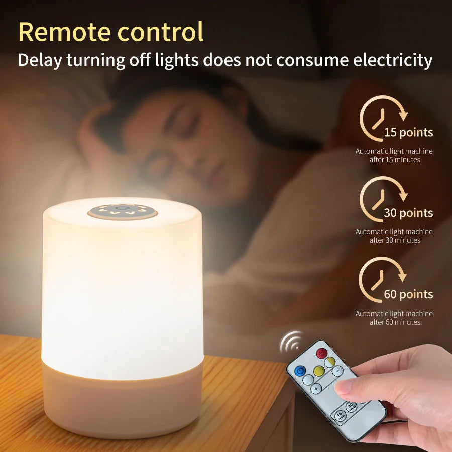 Dimmable LED Bedside Lamp – Touch Control Rechargeable Night Light for Bedroom Use