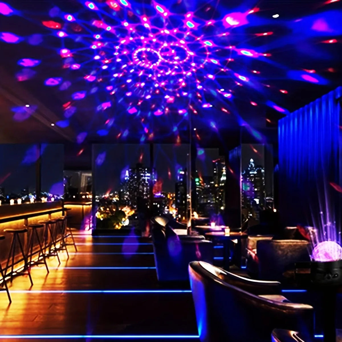 Sound Activated Rotating Disco Ball Light RGB LED Party Stage Lamp for Home