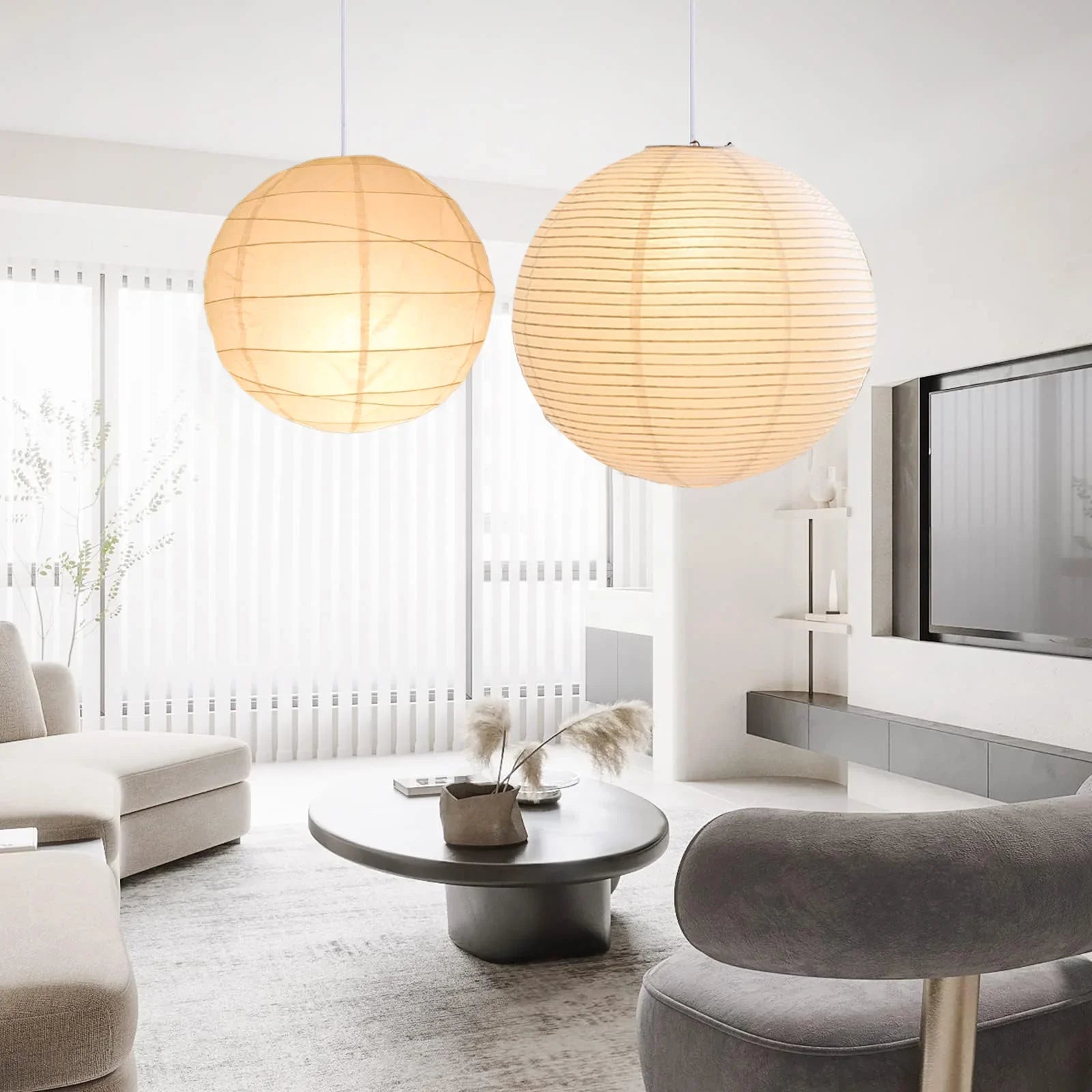 Japanese Rice Paper Pendant Light Minimalist Hanging Lantern Ceiling Lamp Decor