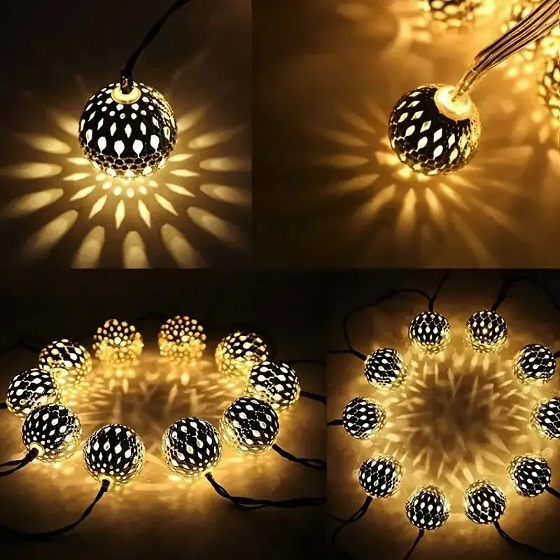 Outdoor Solar Moroccan Ball String Lights 50/30/20 LED Fairy Lights Garden Party