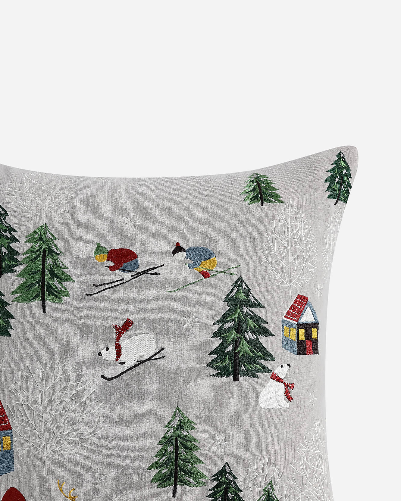 Velvet Embroidered Bear Throw Pillow