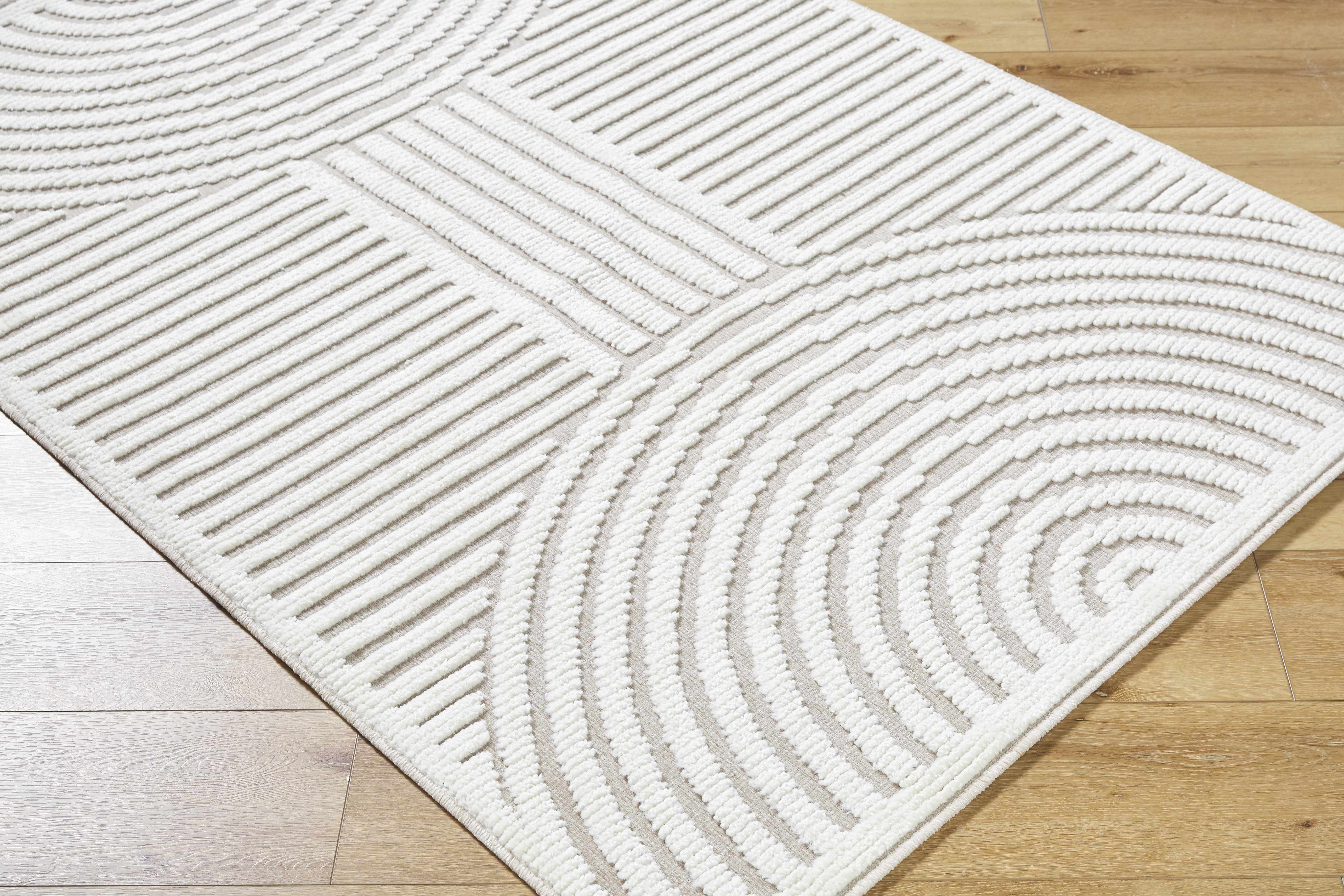 Deron Ivory 3D Rainbow Washable Rug
