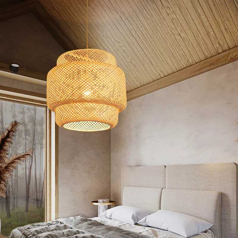 Handwoven Chinese Bamboo Pendant Lamp – Woven Hanging Light for Restaurant & Home