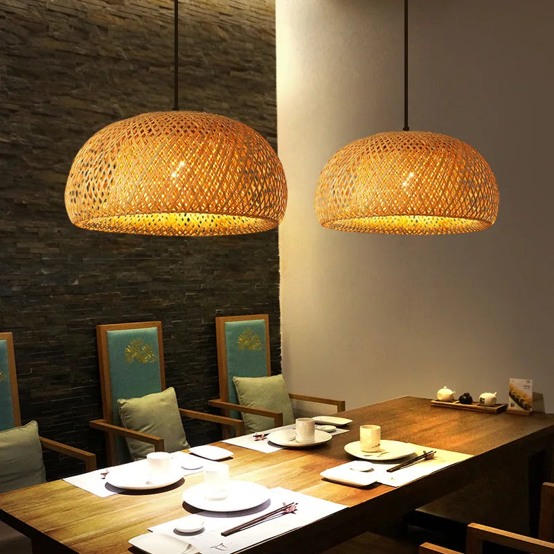 Handwoven Chinese Bamboo Pendant Lamp – Woven Hanging Light for Restaurant & Home