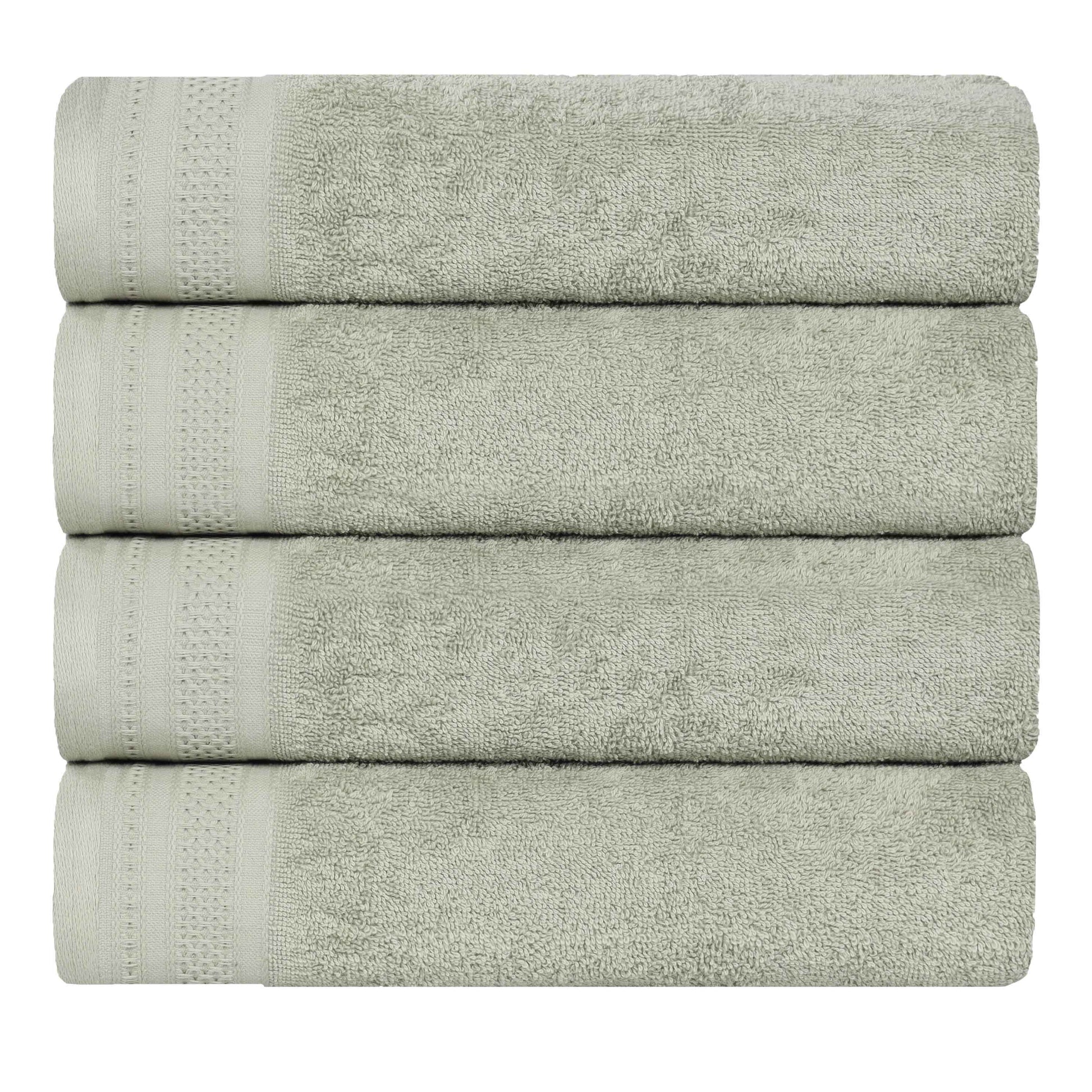 Honeycomb Textured Waffle Border Cotton Bath Towels, Set of 4 - Bath Towel by Superior Brand