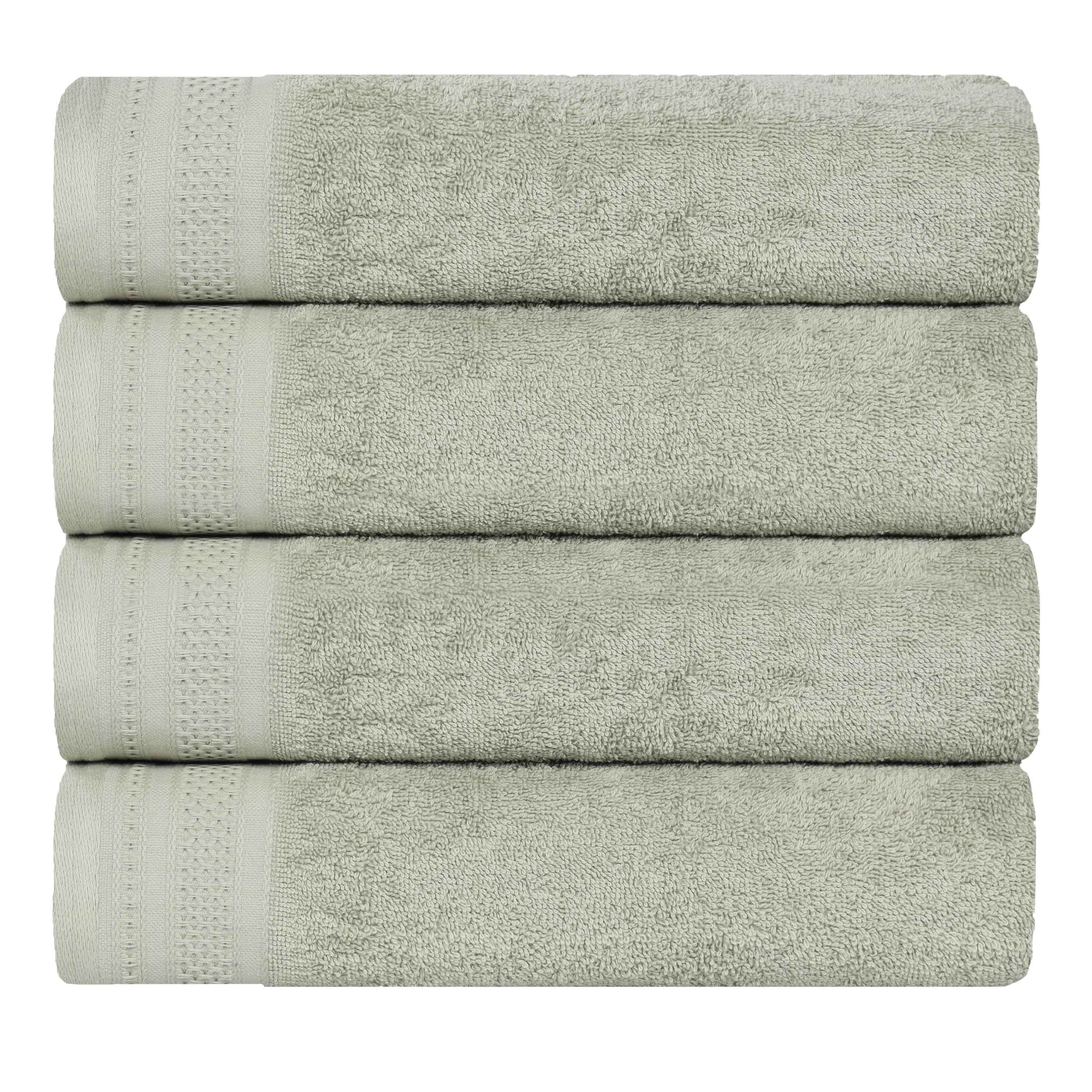 Honeycomb Textured Waffle Border Cotton Bath Towels, Set of 4 - Bath Towel by Superior Brand