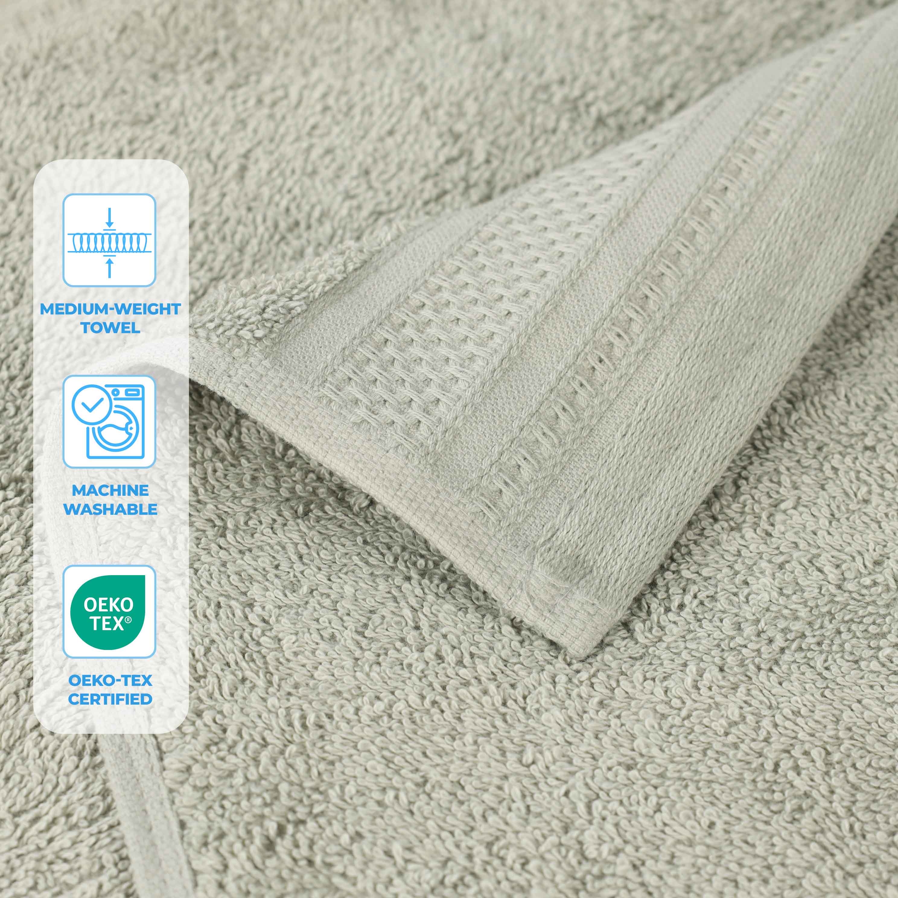 Honeycomb Textured Waffle Border Cotton Bath Towels, Set of 4 - Bath Towel by Superior Brand