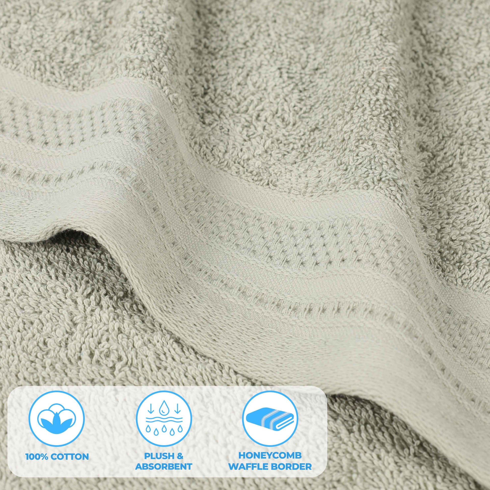 Honeycomb Textured Waffle Border Cotton Bath Towels, Set of 4 - Bath Towel by Superior Brand