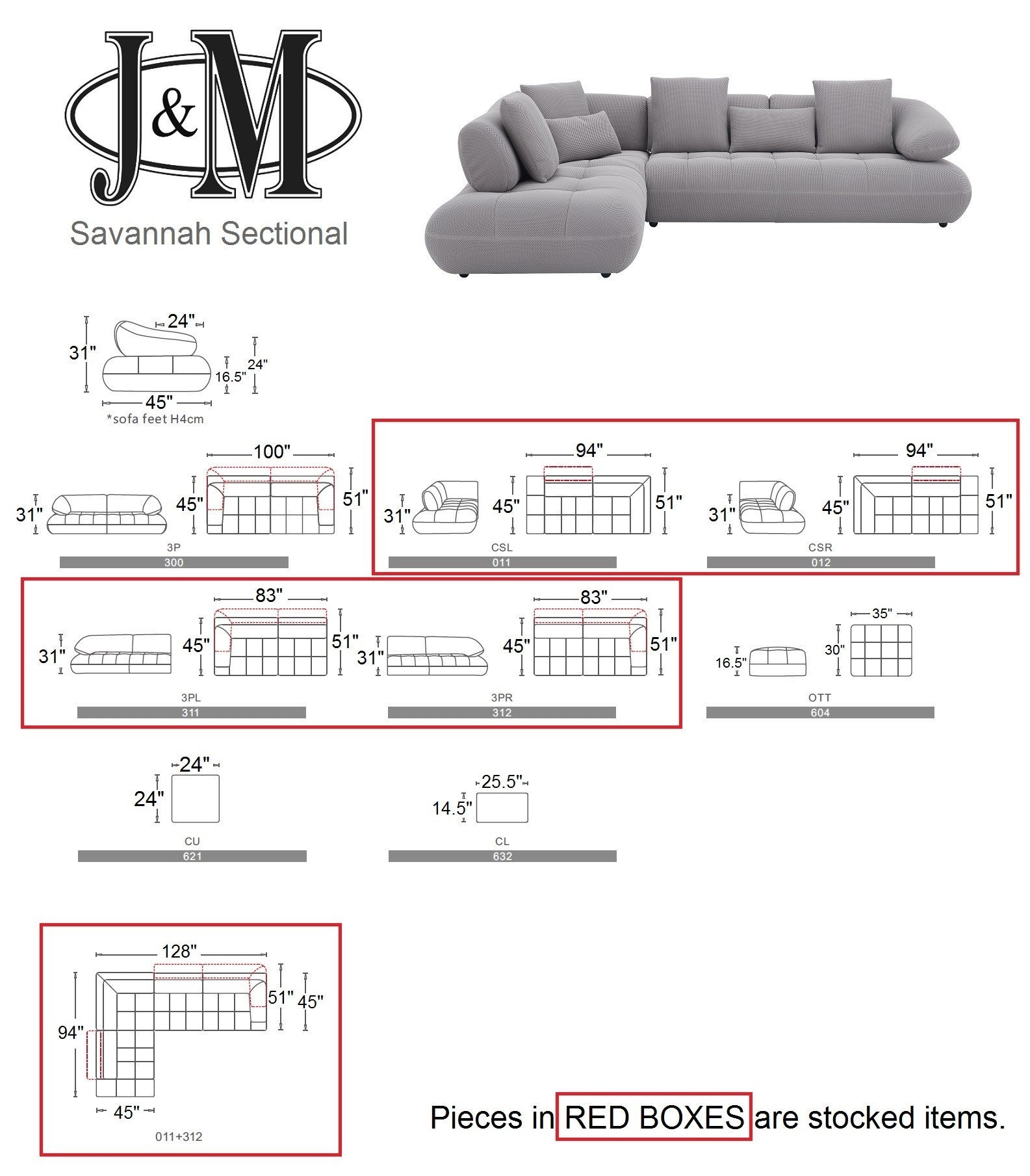 Savannah Fabric Sectional J&M