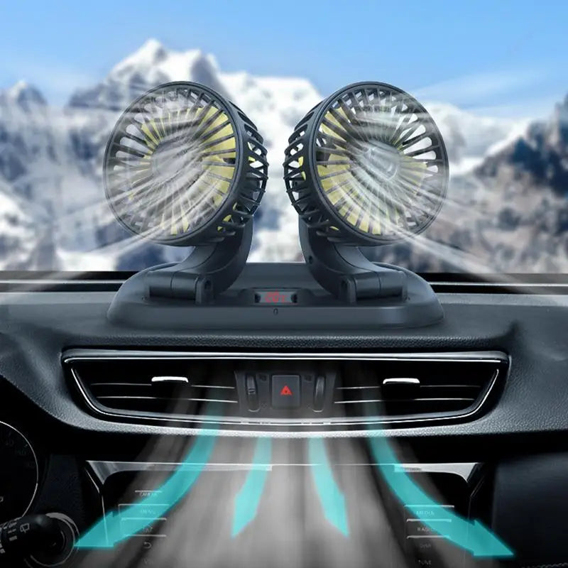 Dual Head Car Cooling Fan 12V/24V 3-Speed with Remote