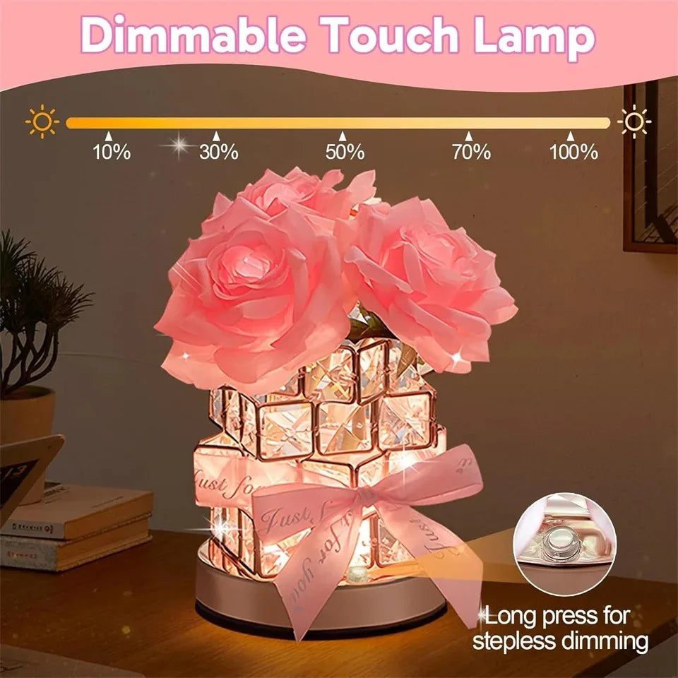 Sunflower Touch LED Table Lamp Rechargeable Night Light 3-Color Dimmable Decor