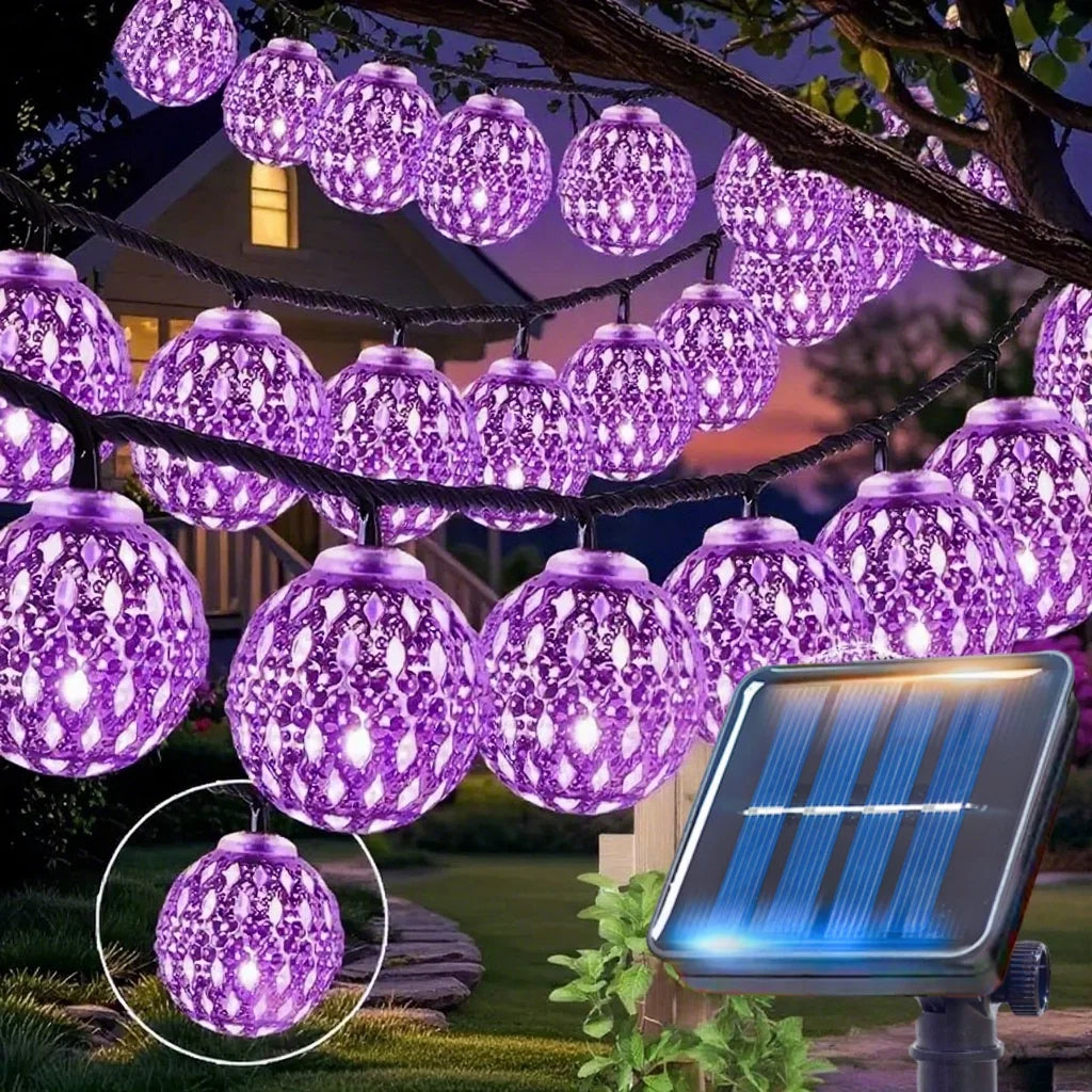 Outdoor Solar Moroccan Ball String Lights 50/30/20 LED Fairy Lights Garden Party
