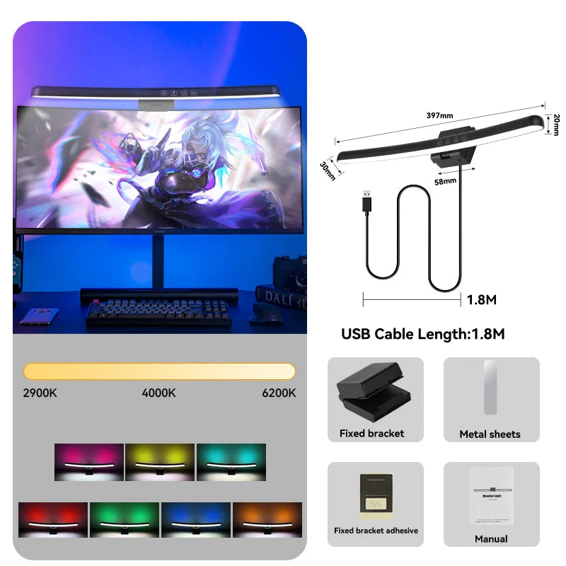 LED Monitor Light Bar USB Stepless Dimming Desk Lamp Screen Backlight Office