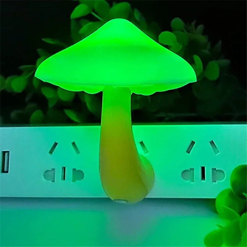 Mushroom LED Night Light Auto Sensor Wall Lamp Kids Bedroom Bedside US Plug Decor