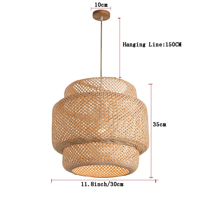 Handwoven Chinese Bamboo Pendant Lamp – Woven Hanging Light for Restaurant & Home