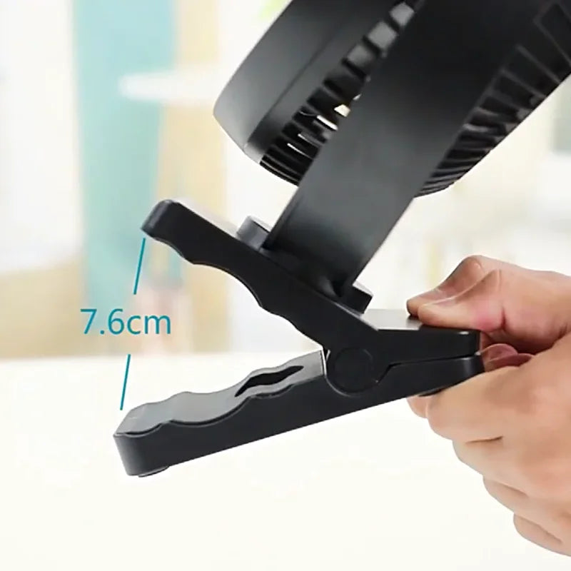 Clip On Fan 10000mAh USB Rechargeable 4-Speed 360° Rotation