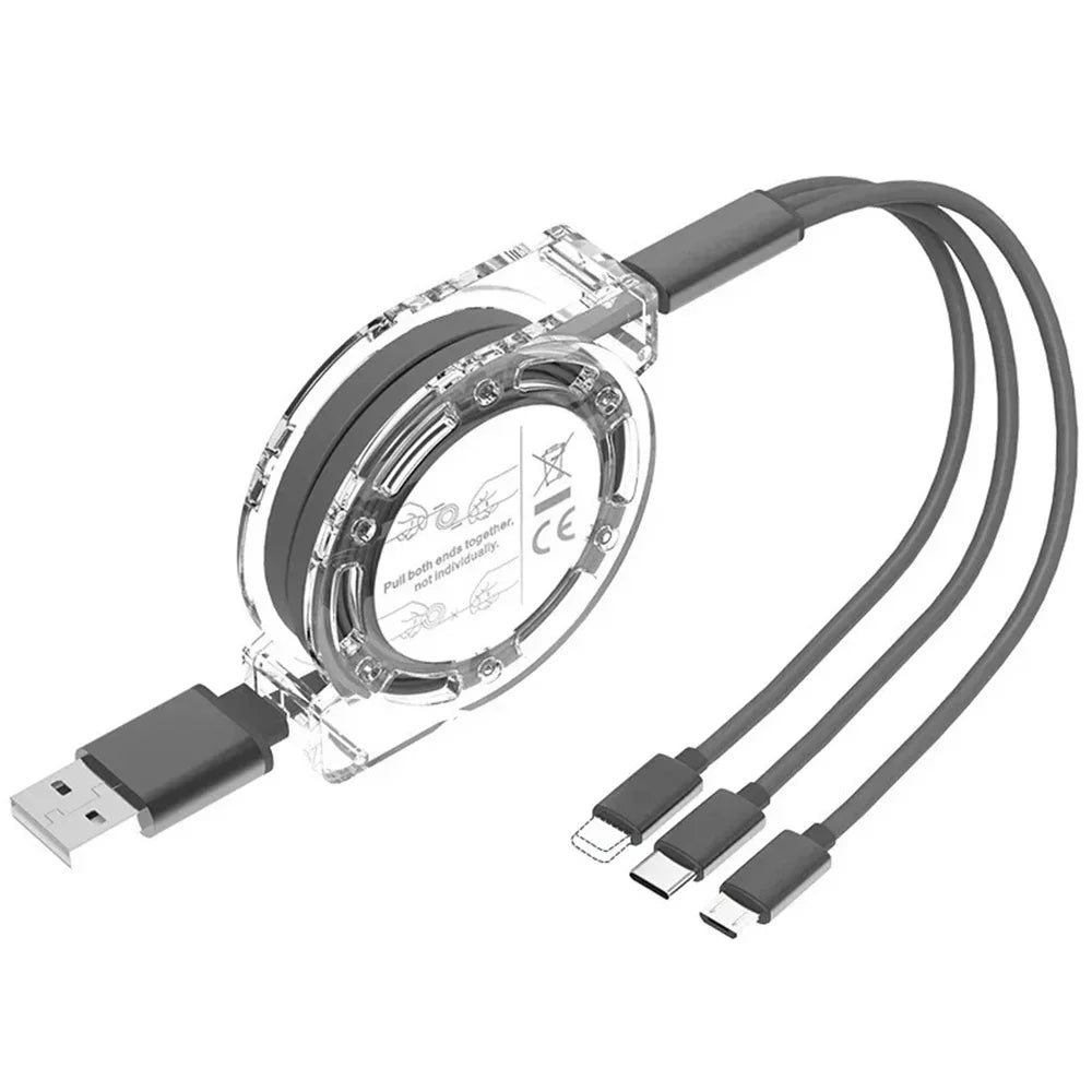 3-in-1 USB Cable – Fast Charging iPhone, Type-C & Micro USB for Android Devices