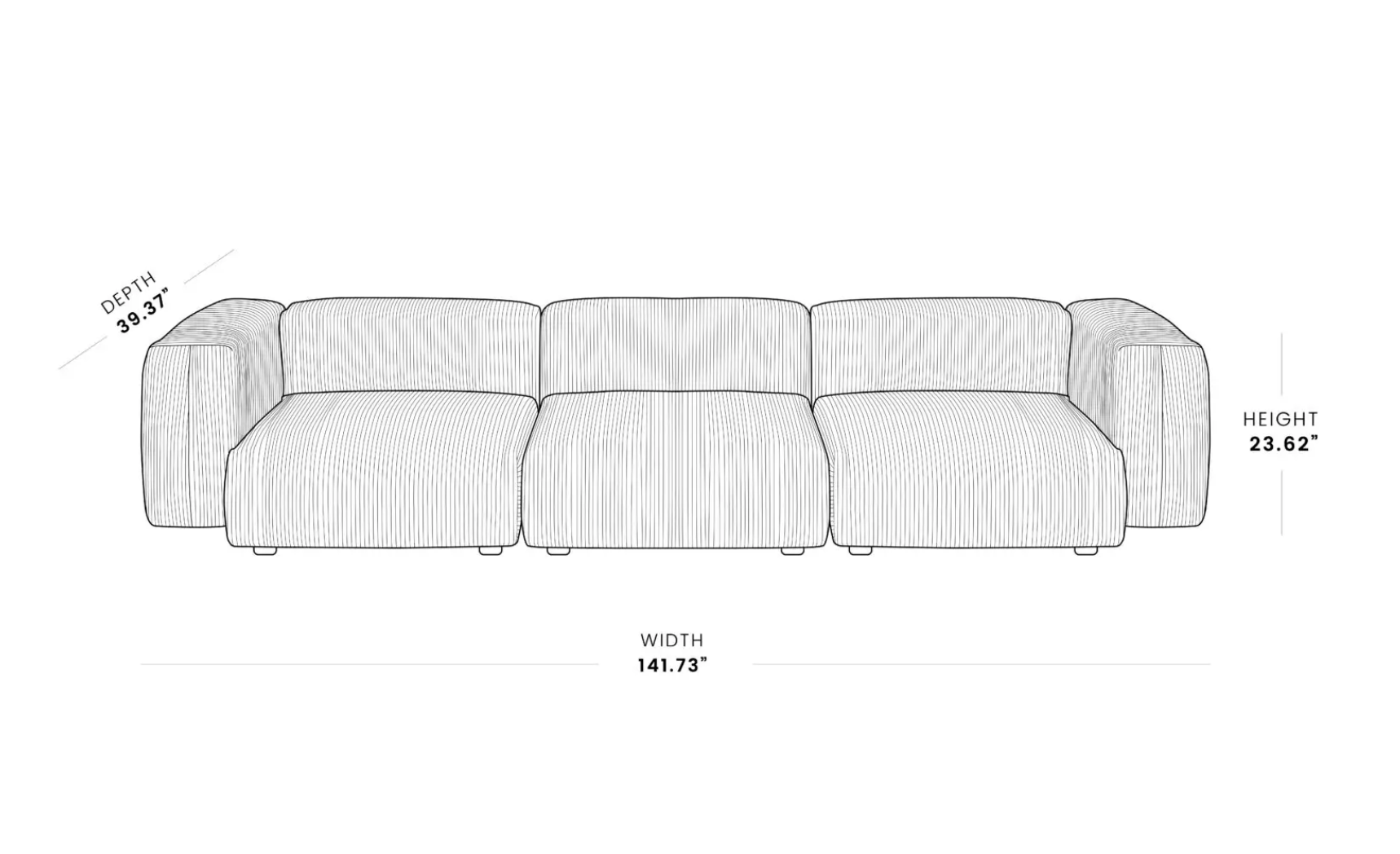 ModLuxe Modern Modular Sectional – 142” Wide Contemporary Sofa