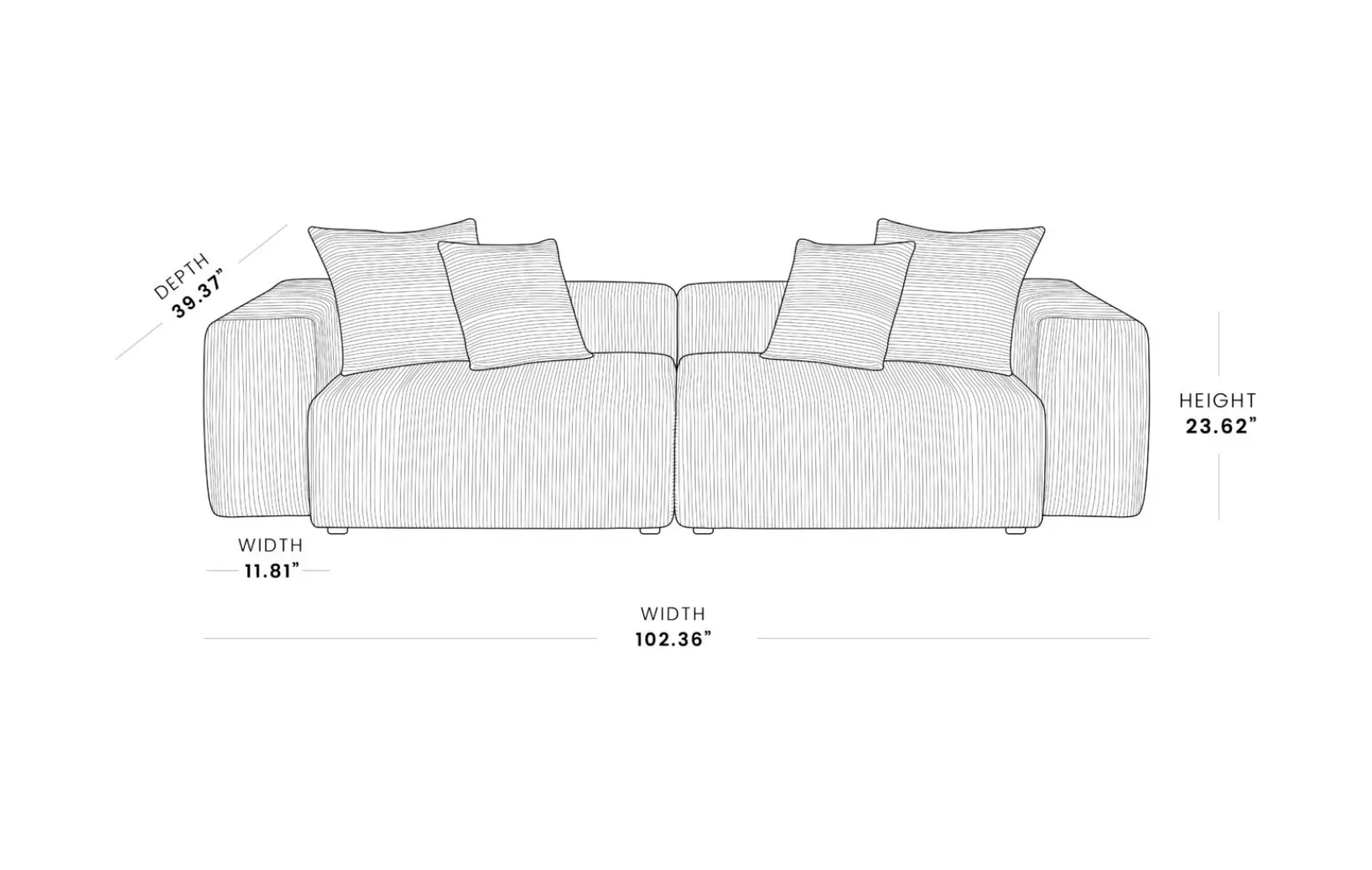 ModLuxe Modern Modular Sectional – 142” Wide Contemporary Sofa