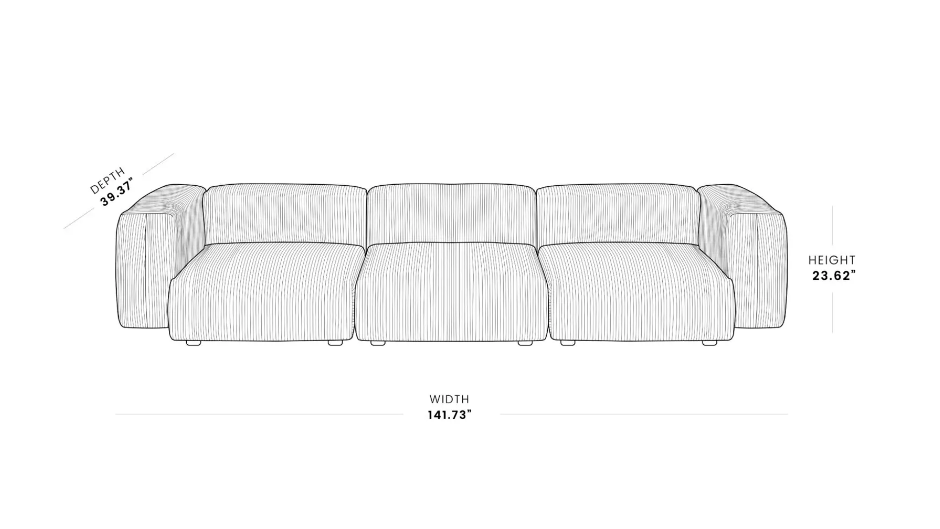 ModLuxe Modern Modular Sectional – 142” Wide Contemporary Sofa