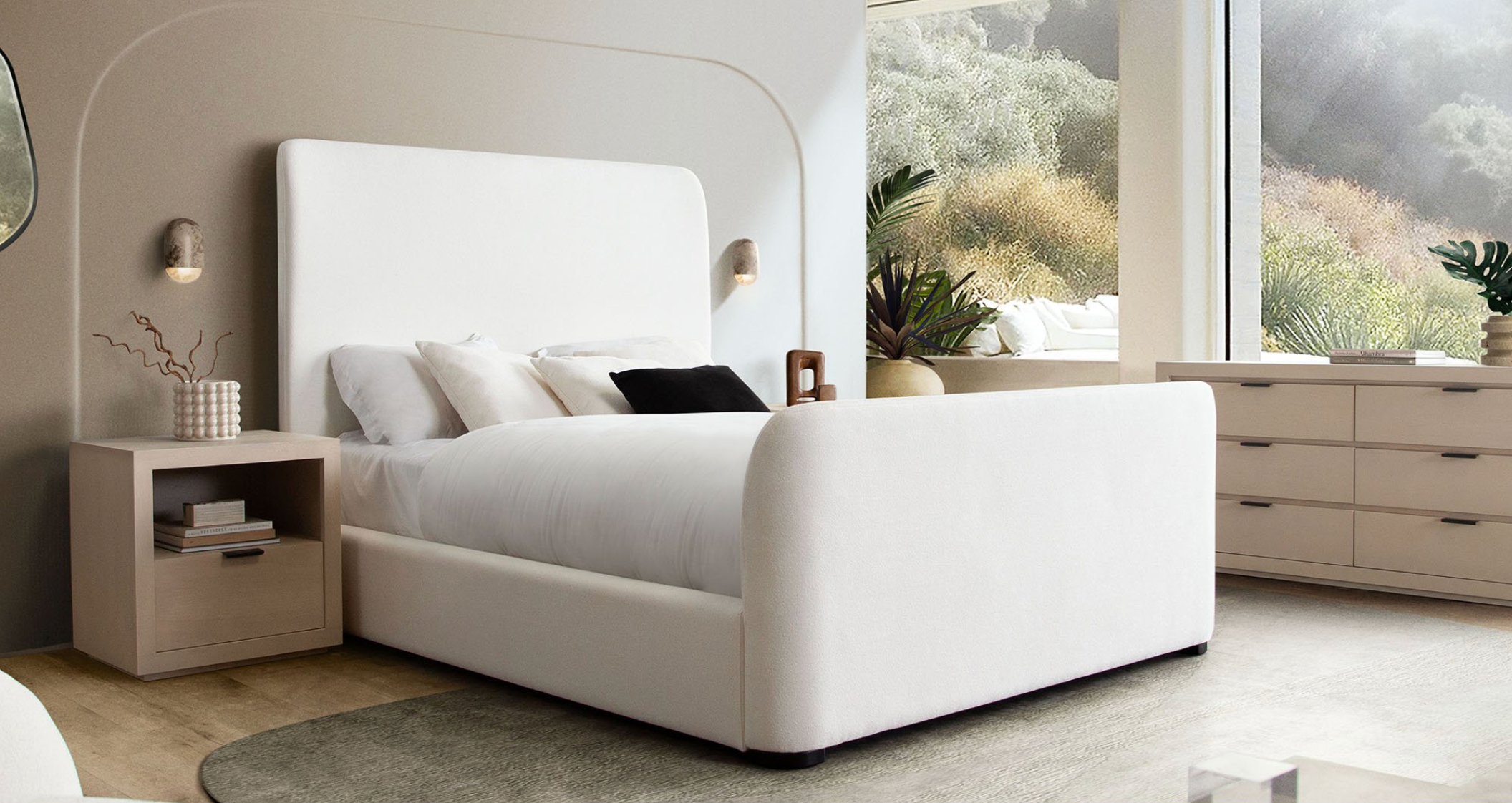 Even Ivory Fabric King Bed Diamond Sofa