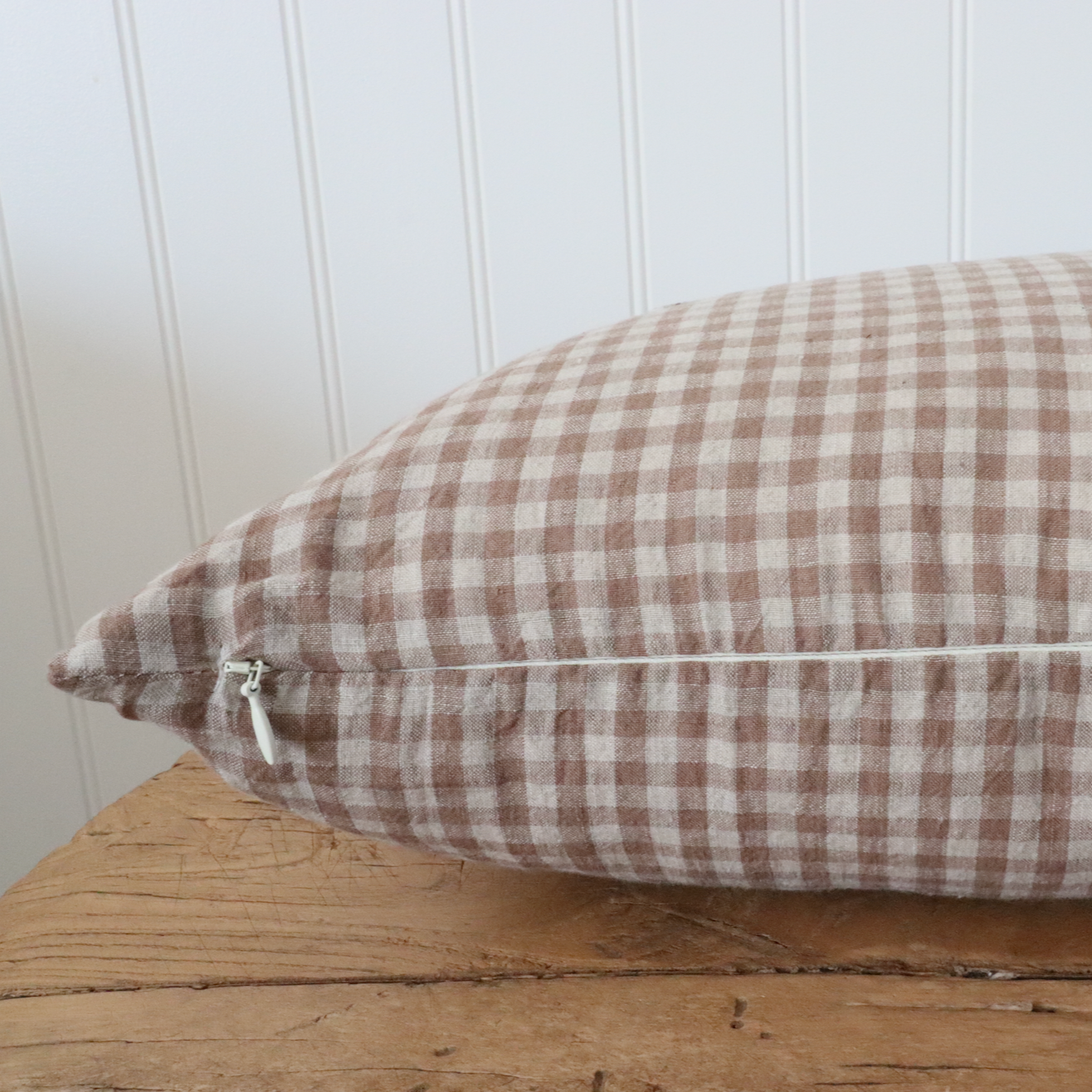 Gingham Tan Pillow Cover