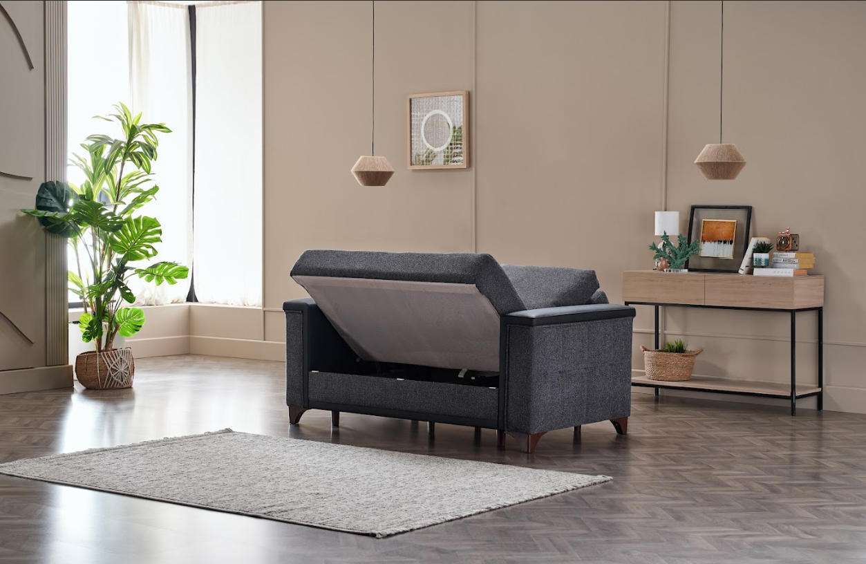 Charlotte Sleeper Sofa Bed – 93" Wide with Storage & Zero Wall Mechanism | Modern Convertible Sofa