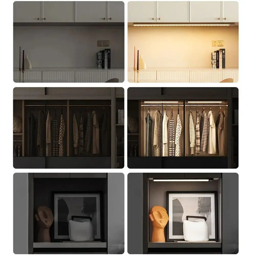 USB Rechargeable LED Cabinet Light Motion Sensor Kitchen Wardrobe Lamp 20–60cm