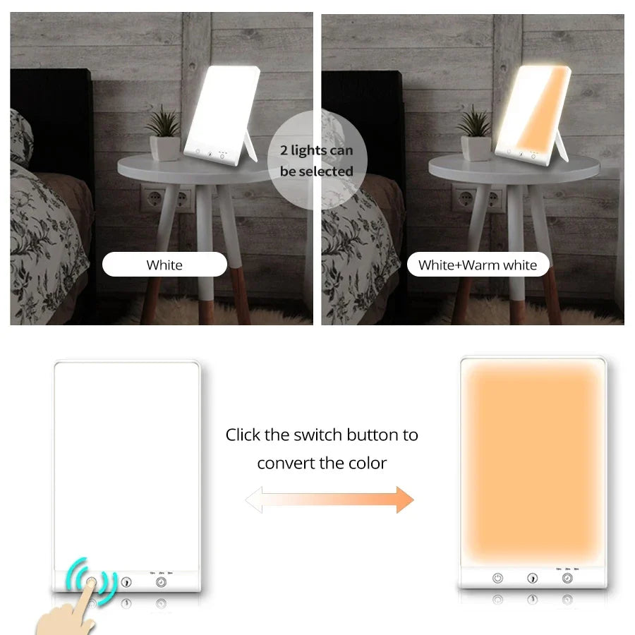 10000 Lux SAD Light Daylight Therapy Lamp Touch Dimmable UV-Free Happy Mood Light