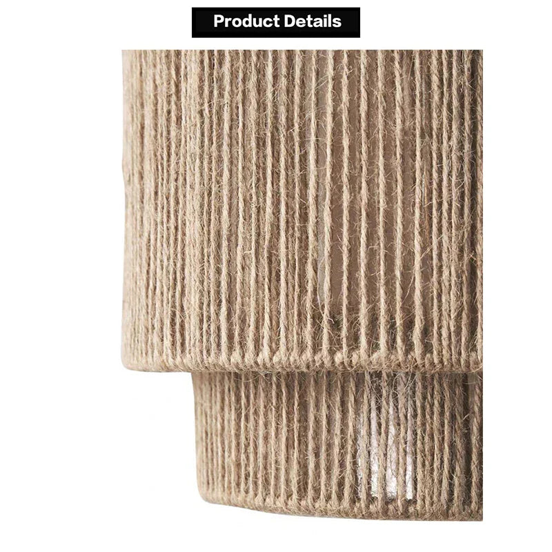 Vintage Rattan Wall Light E27 Handwoven Rope Sconce for Bedside Living Room