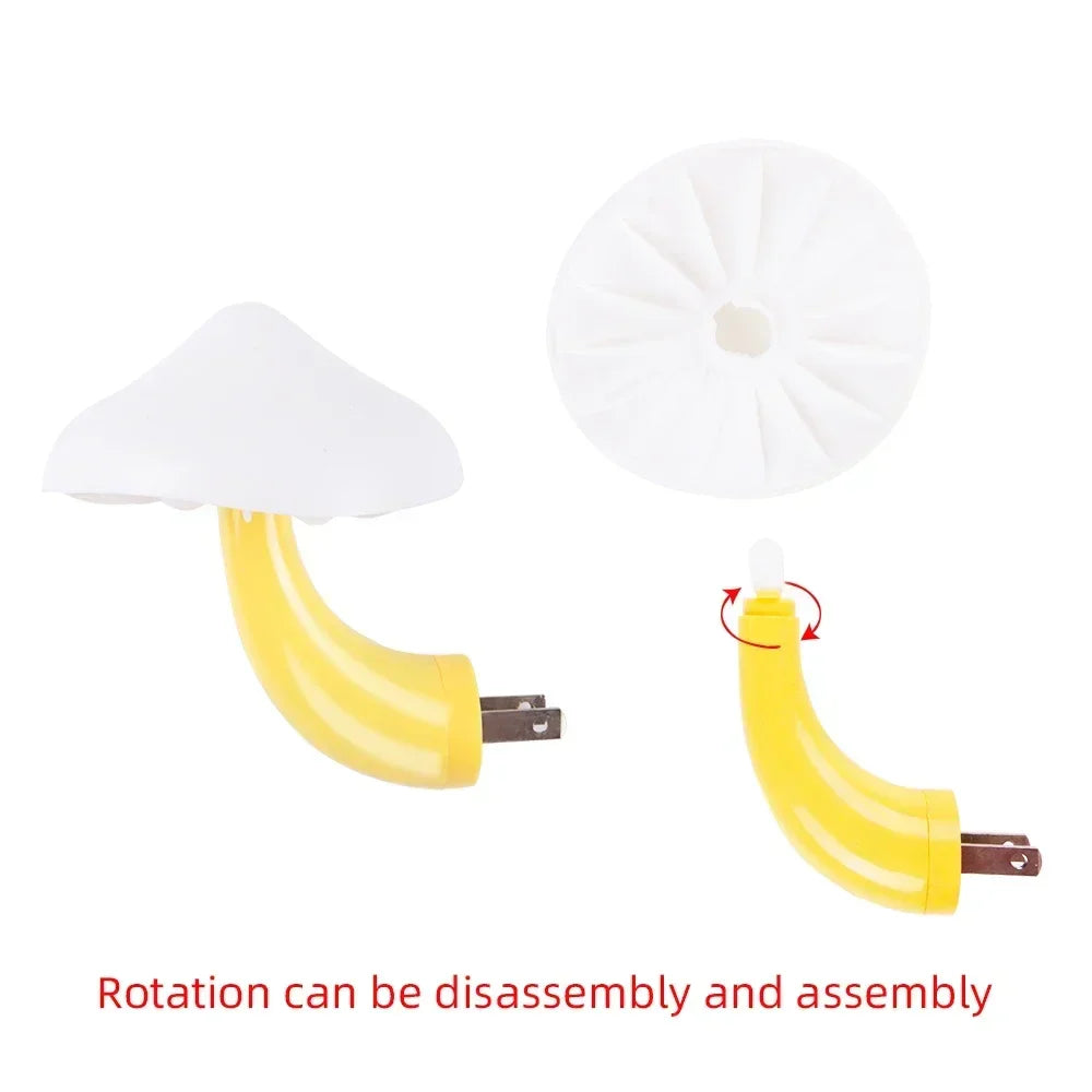 Mushroom LED Night Light Auto Sensor Wall Lamp Kids Bedroom Bedside US Plug Decor