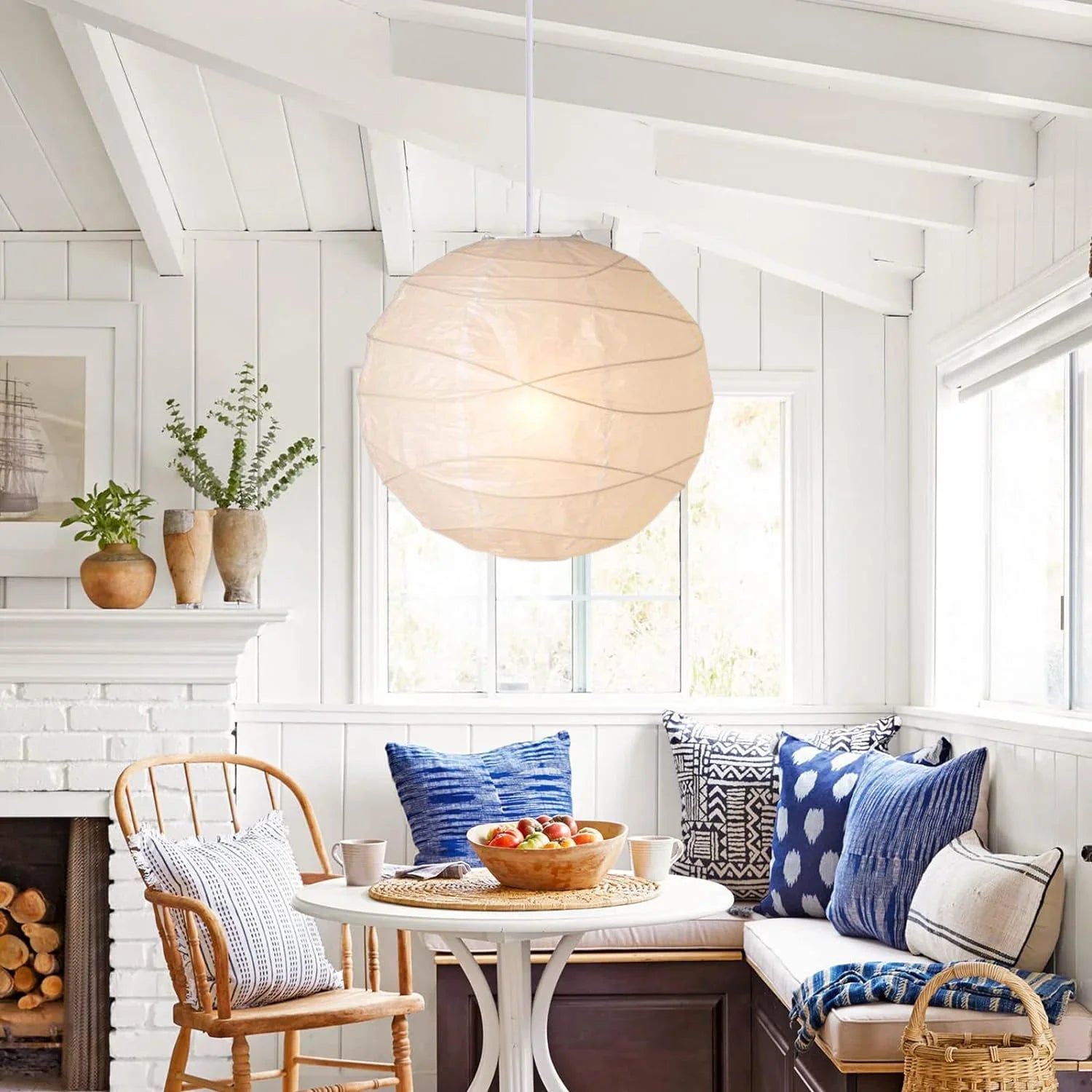Japanese Rice Paper Pendant Light Minimalist Hanging Lantern Ceiling Lamp Decor