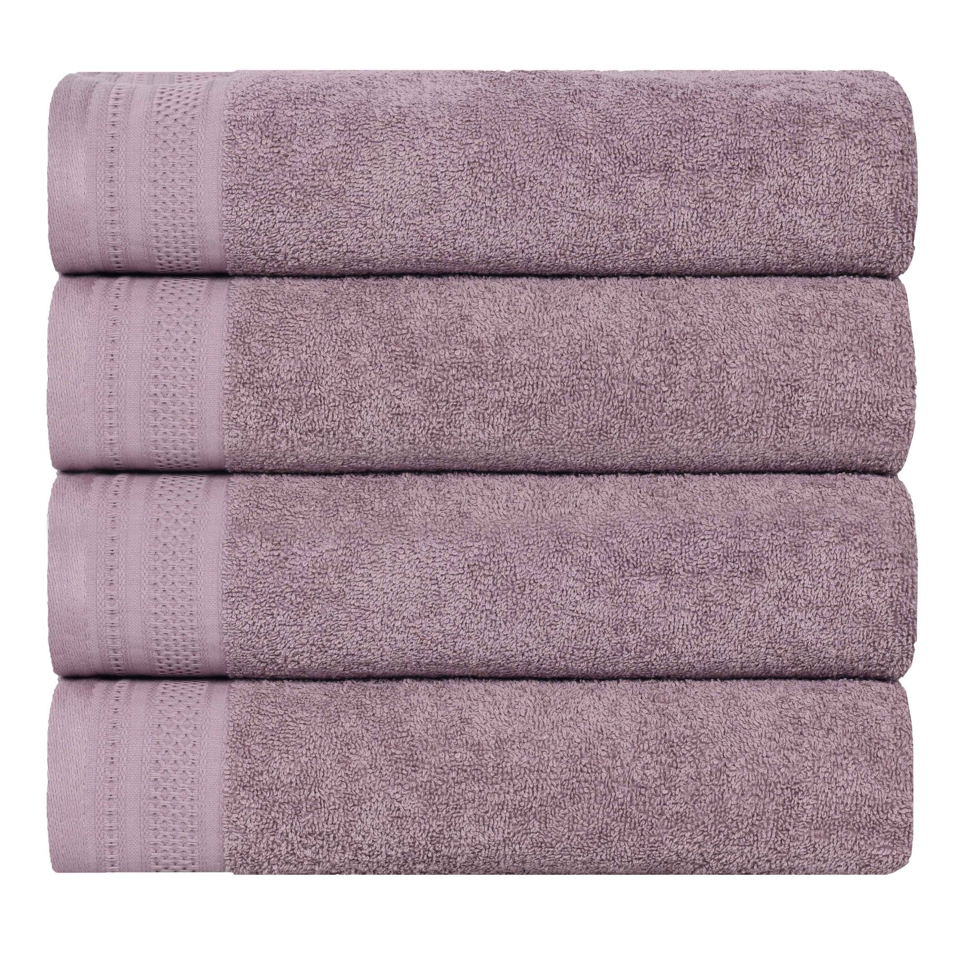 Honeycomb Textured Waffle Border Cotton Bath Towels, Set of 4 - Bath Towel by Superior Brand