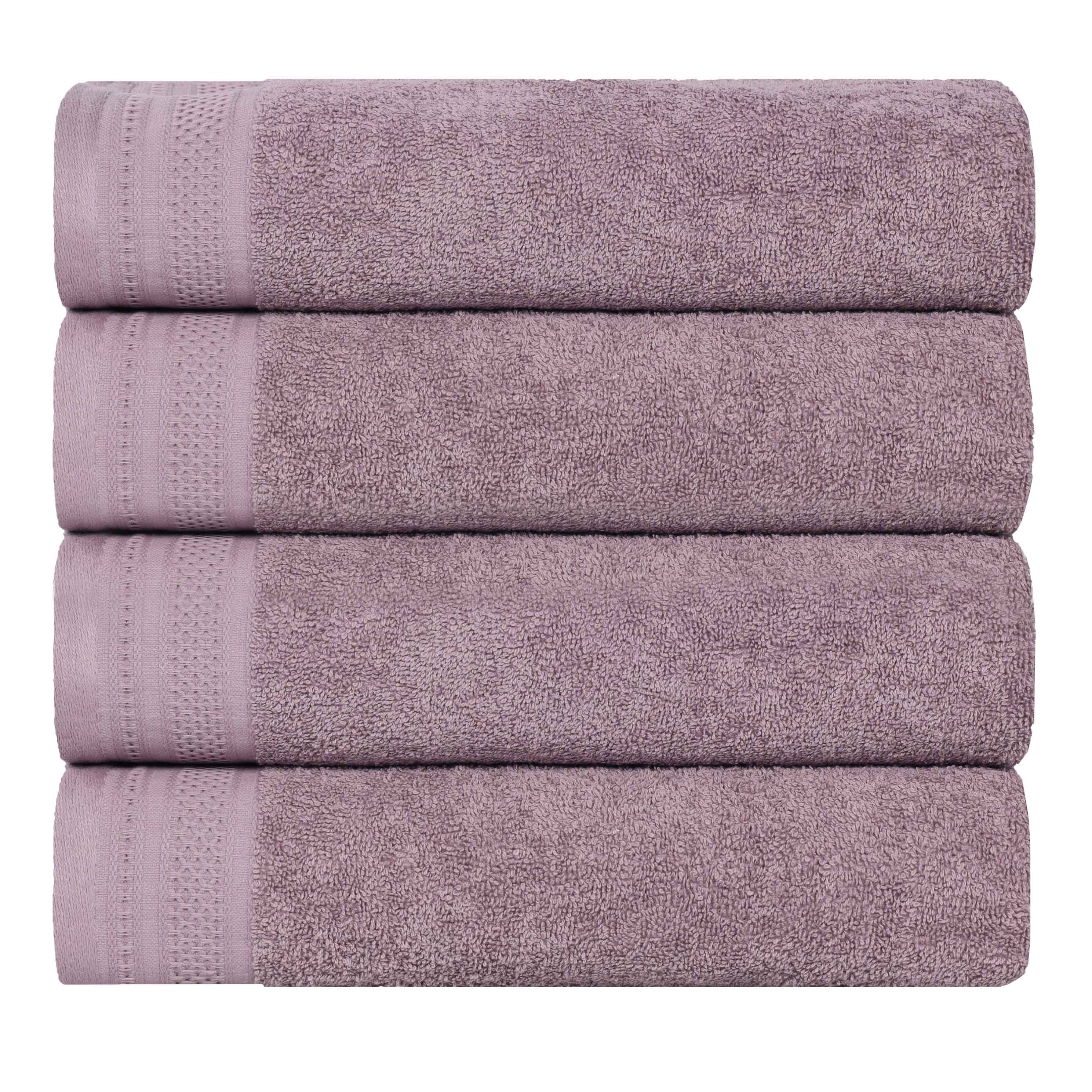 Honeycomb Textured Waffle Border Cotton Bath Towels, Set of 4 - Bath Towel by Superior Brand