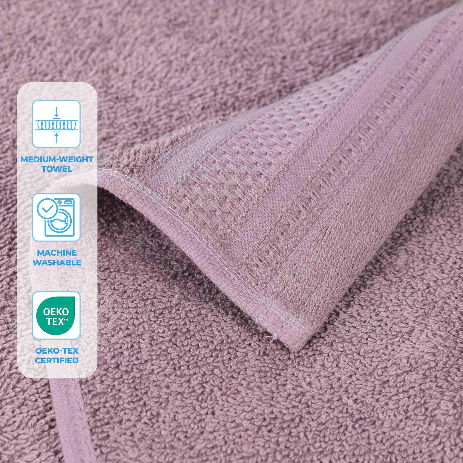 Honeycomb Textured Waffle Border Cotton Bath Towels, Set of 4 - Bath Towel by Superior Brand