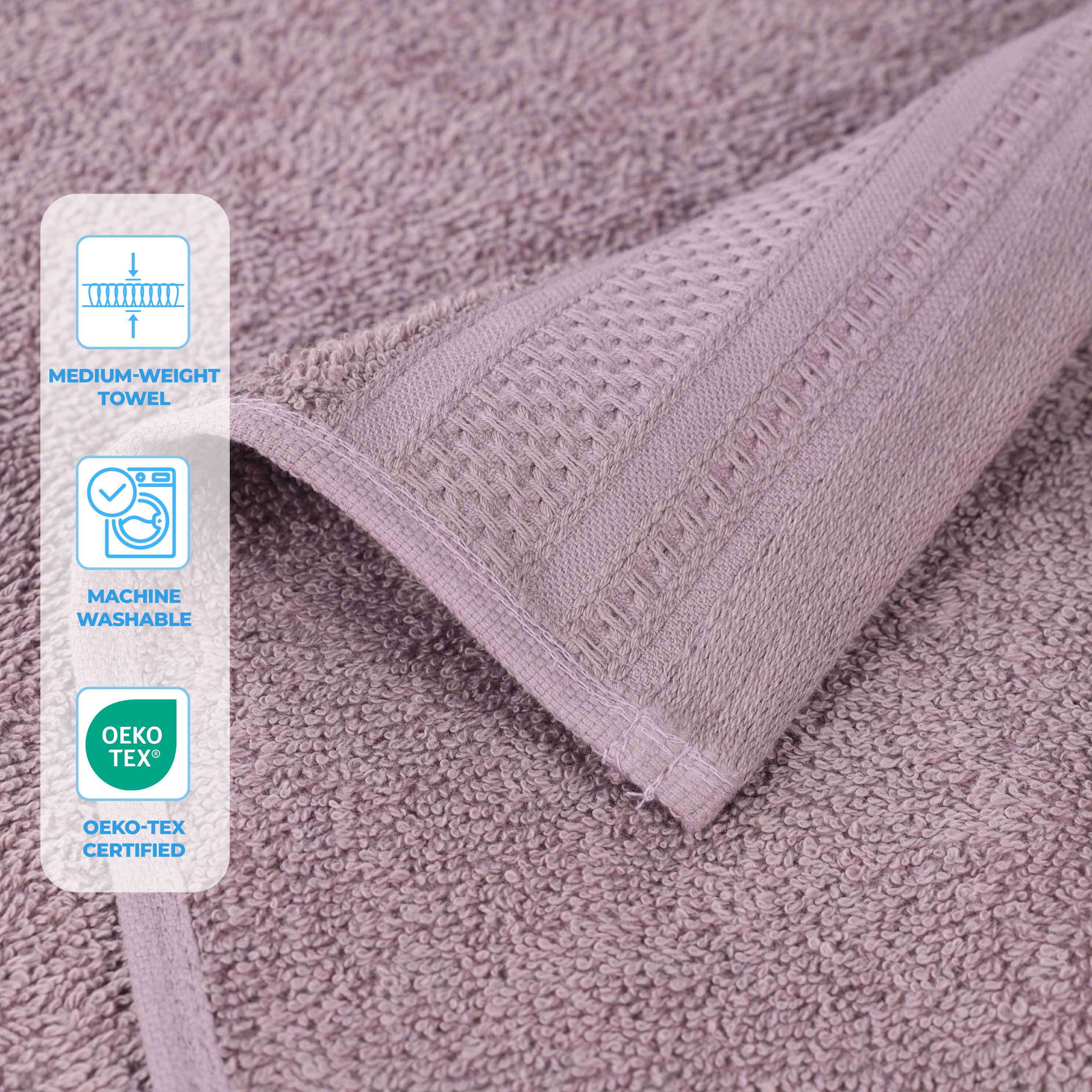 Honeycomb Textured Waffle Border Cotton Bath Towels, Set of 4 - Bath Towel by Superior Brand