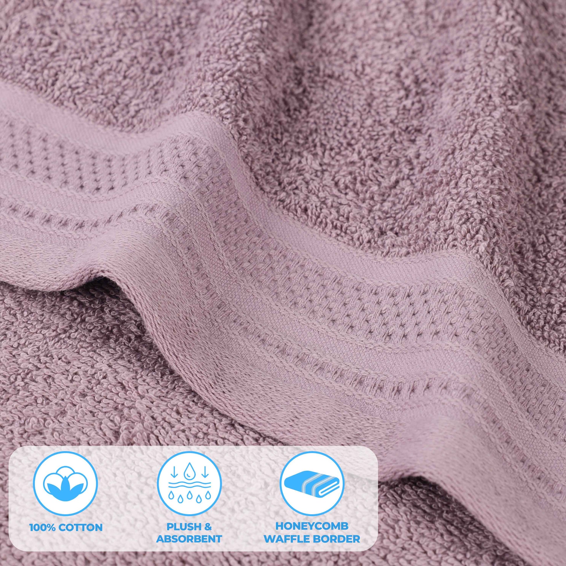 Honeycomb Textured Waffle Border Cotton Bath Towels, Set of 4 - Bath Towel by Superior Brand
