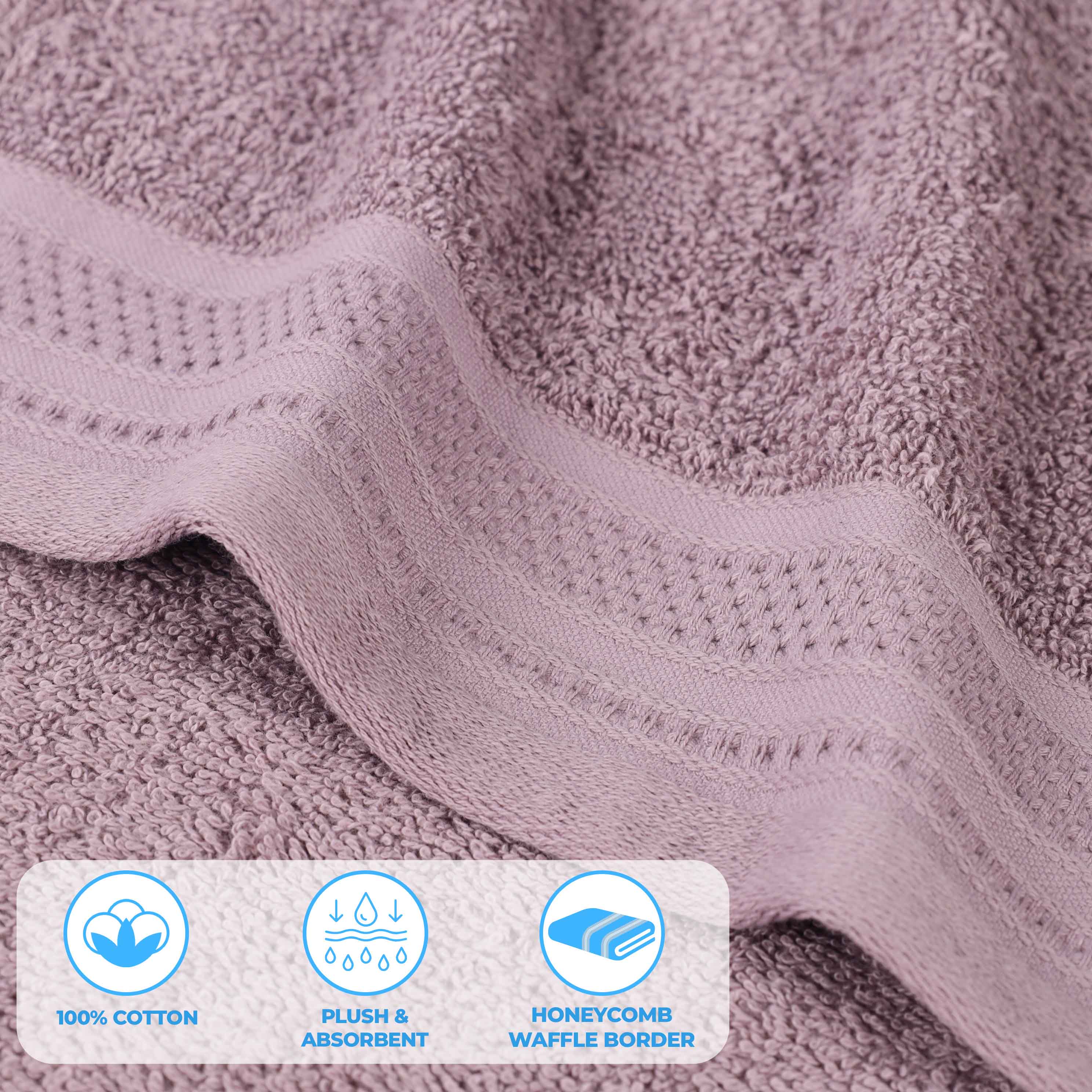 Honeycomb Textured Waffle Border Cotton Bath Towels, Set of 4 - Bath Towel by Superior Brand